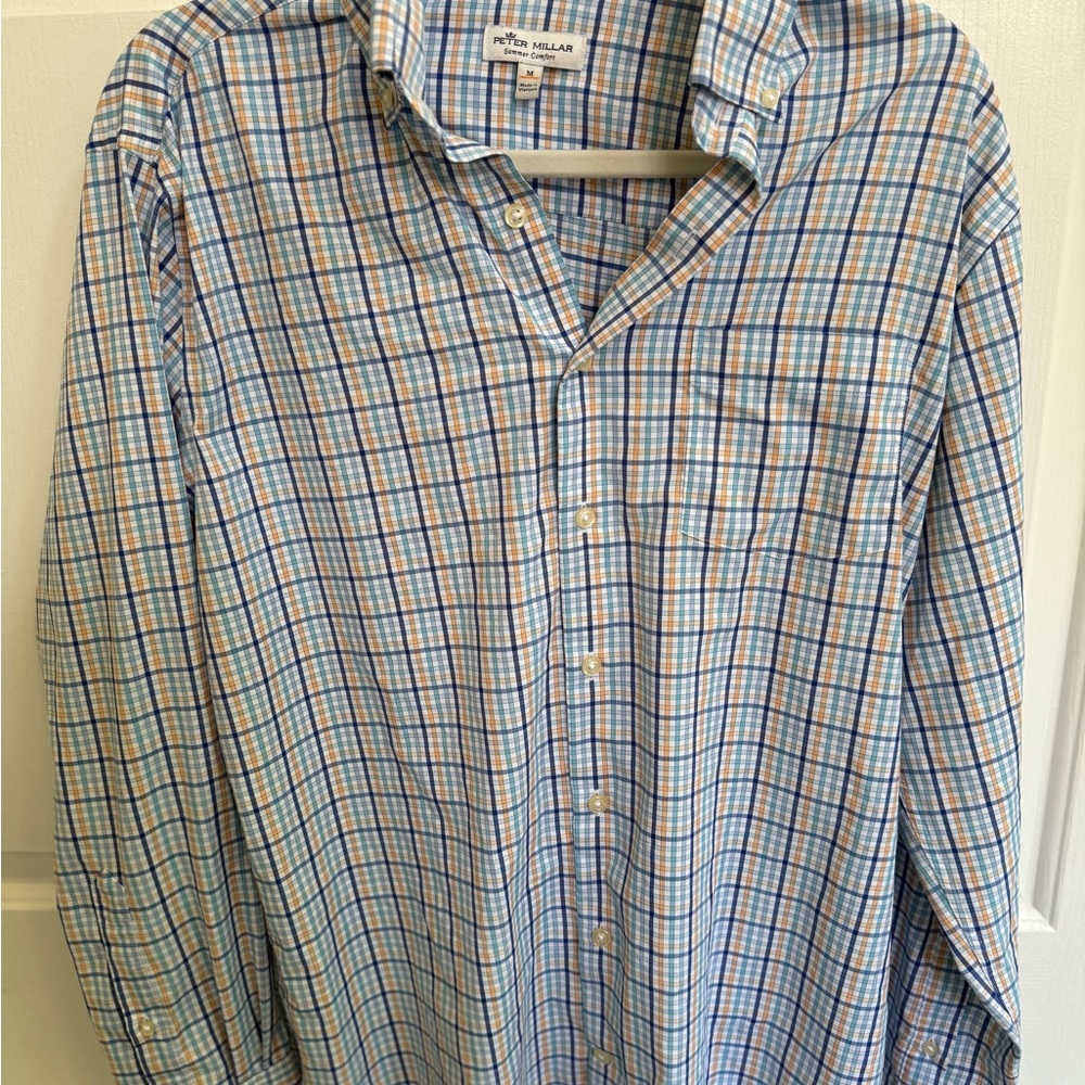 Peter Millar Blue Plaid Men's Shirt